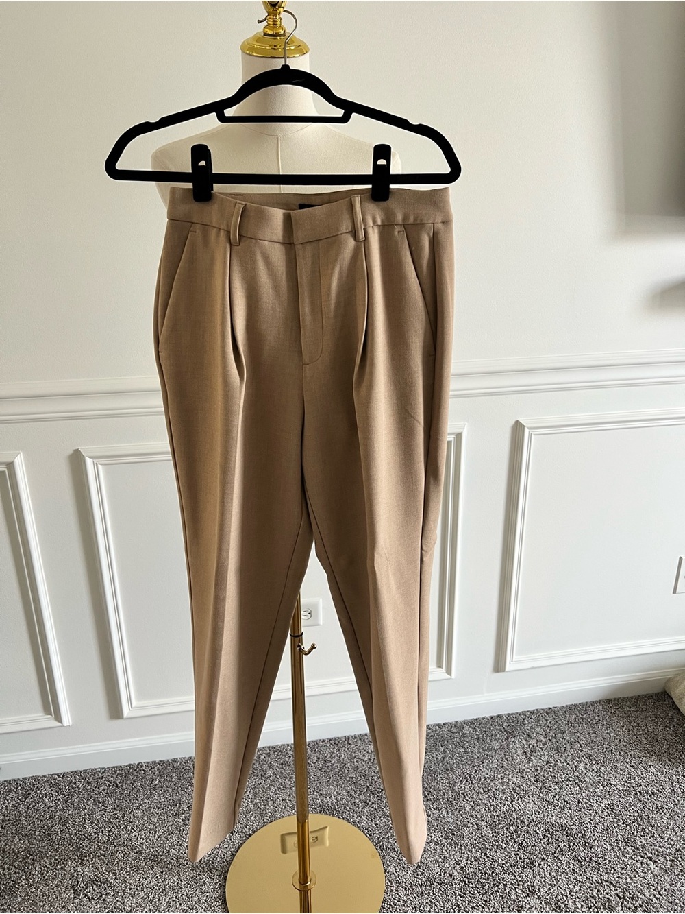 Women’s Tailored Pleat Front Pants in Tan